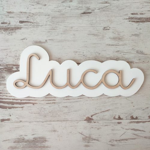 Festett név dekoráció, dekor betűk bármilyen névvel natúr 