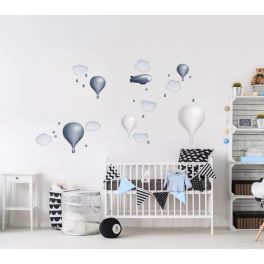   Minimál hőlégballonos falmatrica szett silver gray  (minimálisan értékcsökkent)