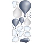 Minimál hőlégballonos falmatrica szett silver gray  (minimálisan értékcsökkent)