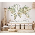 Állatok világtérkép falmatrica