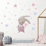 Nyuszi szívvel falmatrica szett 