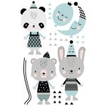 Panda Panna és barátai menta XXL falmatrica