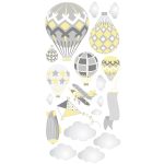 Léghajós hőlégballonos falmatrica szett pasztell sárga