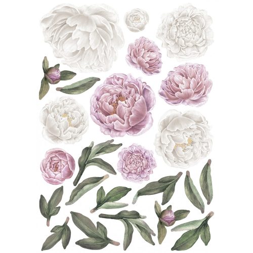 Rózsás falmatrica szett XL rózsaszín-fehér