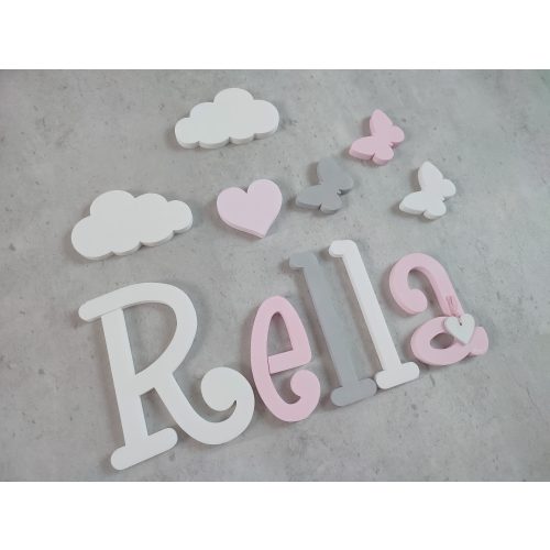 "Rella" stílusú dekor betűk bármilyen névvel és színben!