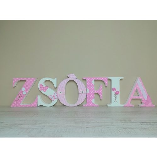 "ZSÓFIA" stílusú dekor betűk bármilyen névvel