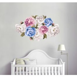 Rózsás falmatrica szett kékes  XL 
