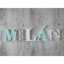   Gyermekszoba Pasztell mentás "MILÁN" stílusú dekor betűk bármilyen névvel