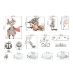 Szuperhős róka és nyuszi falmatrica szett