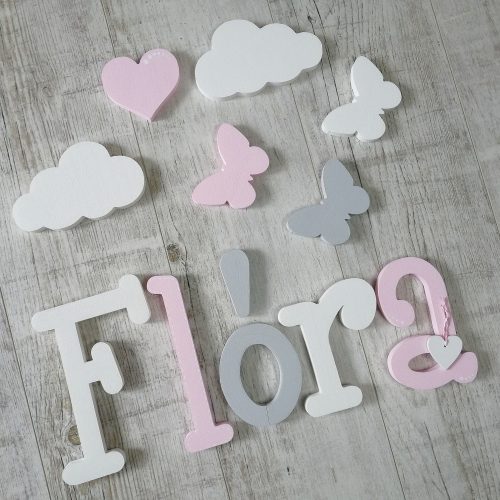 "Flóra" minimál stílusú dekor betűk bármilyen névvel! 
