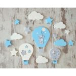 Hólégballonos dekor szett jégkék színben