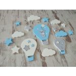 Hólégballonos dekor szett jégkék színben