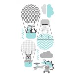 Pingvinek és barátaik falmatrica mentás-türkiz