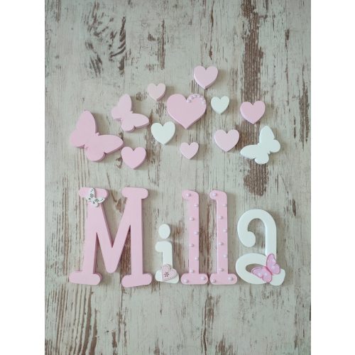 "Milla" stílusú dekor betűk bármilyen névvel és színben!