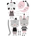 Panda Panna és barátai rózsaszín XXL falmatrica