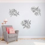 Rózsás falmatrica szett XL szürke