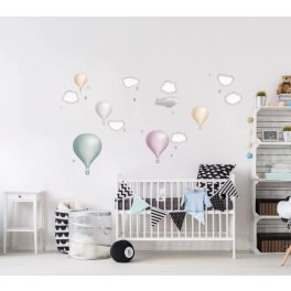 Minimál hőlégballonos falmatrica szett pastel