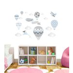 Léghajós hőlégballonos falmatrica szett babakék