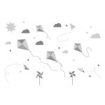 Papírsárkányos falmatrica szett halvány szürke extra