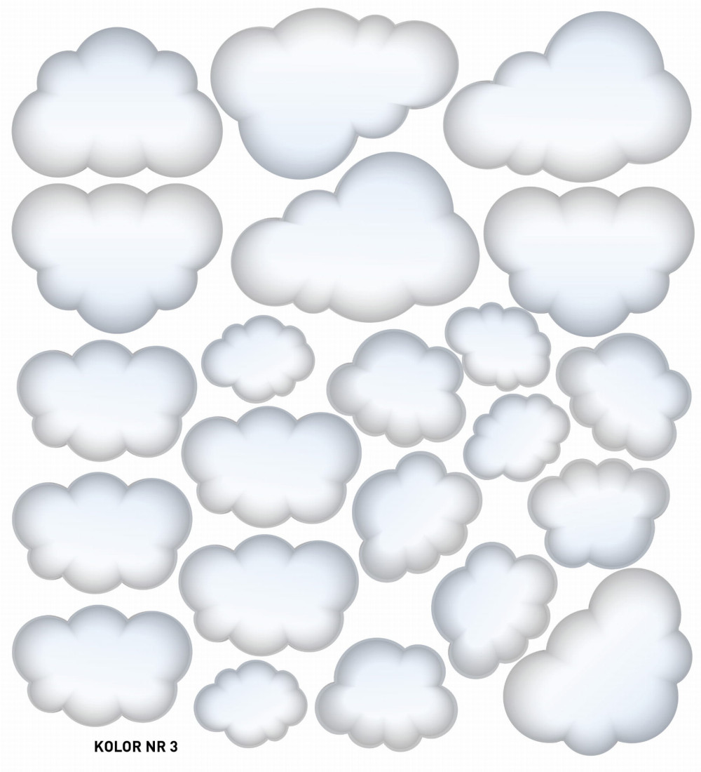 Felhős falmatrica szett akvarell kékes szürke