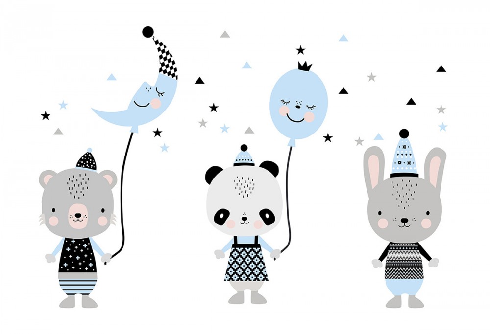 Panda Panna és barátai kék XXL falmatrica