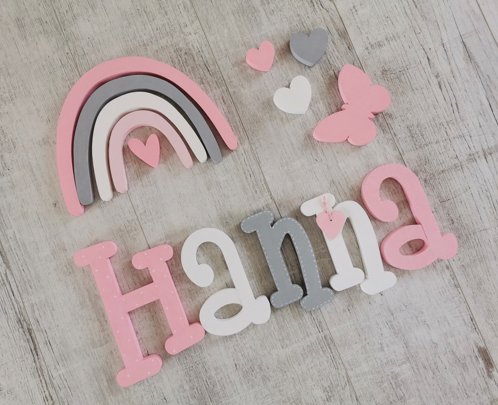 "Hanna" stílusú dekor betűk bármilyen névvel és színben!