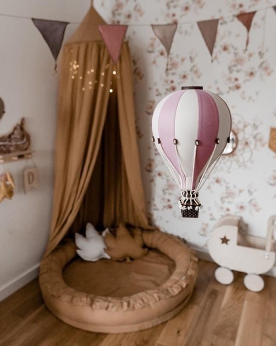 Hőlégballon dekor, rózsaszín 2 méretben