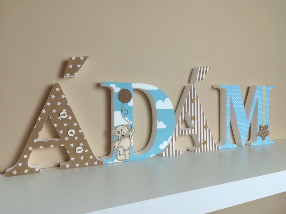 Felhős "ÁDÁM" stílusú dekor betűk bármilyen névvel! KIFUTÓ STÍLUS! 