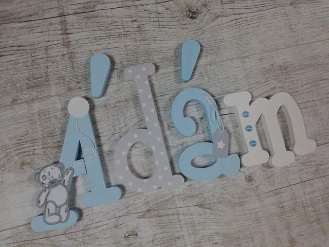 Ádám babakék-szürke stílusú dekor betűk bármilyen névvel!